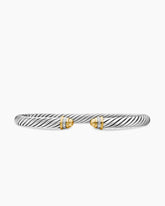 Classic Cable Bracelet in Sterling Silver with 18K Yellow Gold, Gold Domes and Diamonds, 5mm